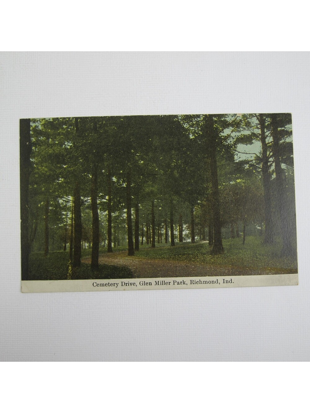 Antique Richmond Indiana Postcard Glen Miller Park Cemetery Drive UNPOSTED
